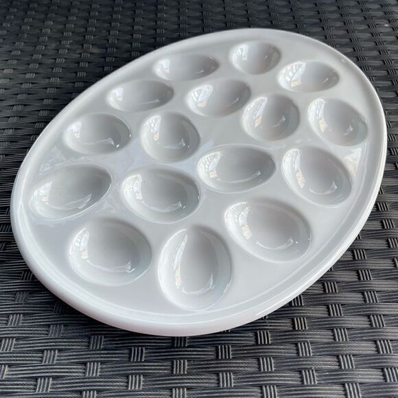 Target Home White Egg Shaped Ceramic Deviled Egg Serving Platter Plate - Picture 10 of 16